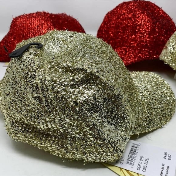 'Collection Eighteen' Sequin Sparkle Caps, Red & Gold - Picture 6 of 7